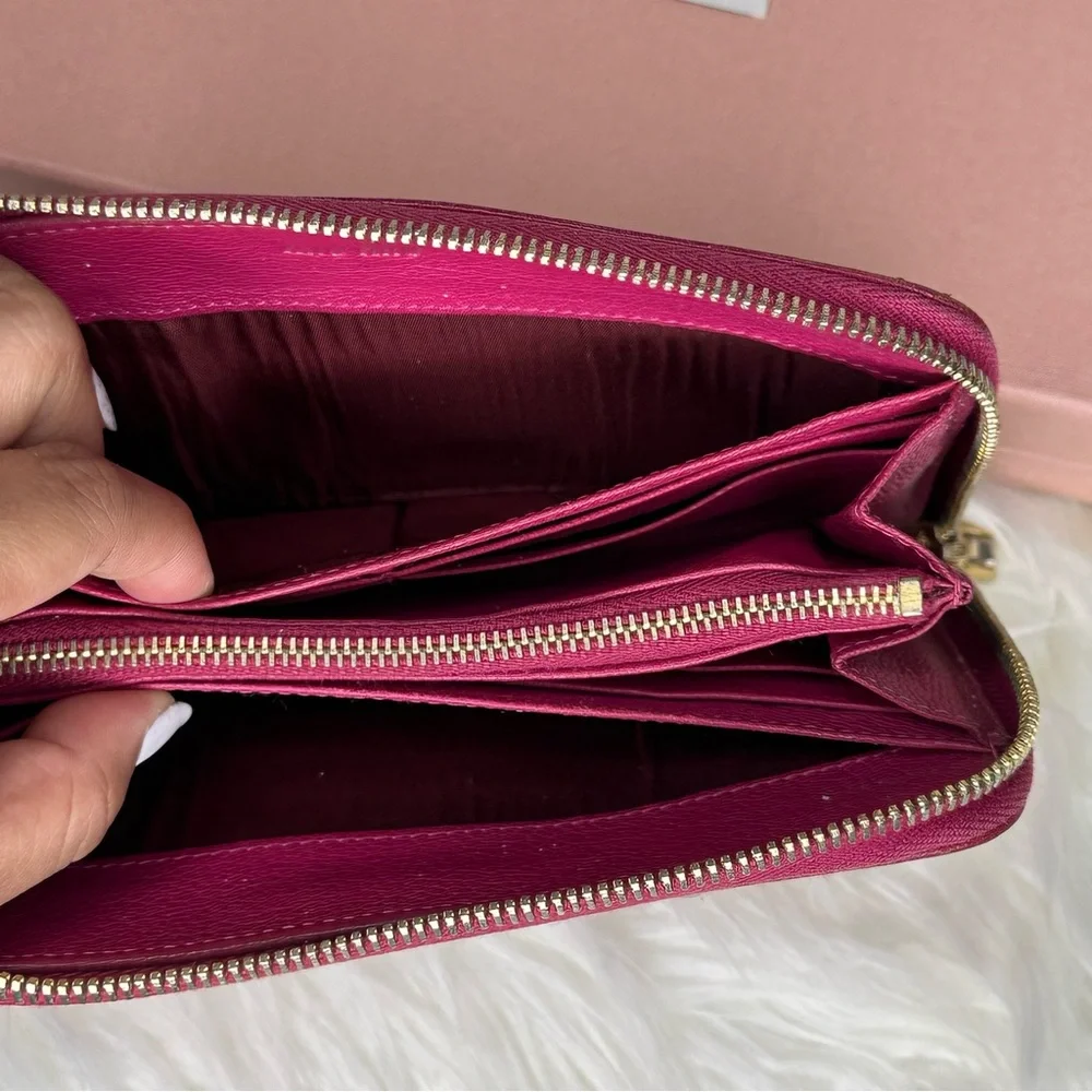 Miu Miu Pink Leather Studded Wallet - Picture 9 of 11